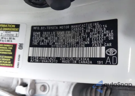 2015 Toyota Corolla S Premium z USA, uszkodzony, nr VIN 2T1BURHE6FC253596